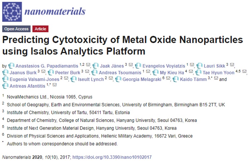 Predicting Cytotoxicity of Metal Oxide Nanoparticles using Isalos ...